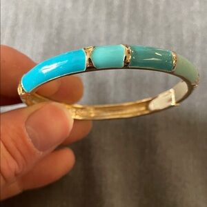 Turquoise and Gold Bangle Bracelet